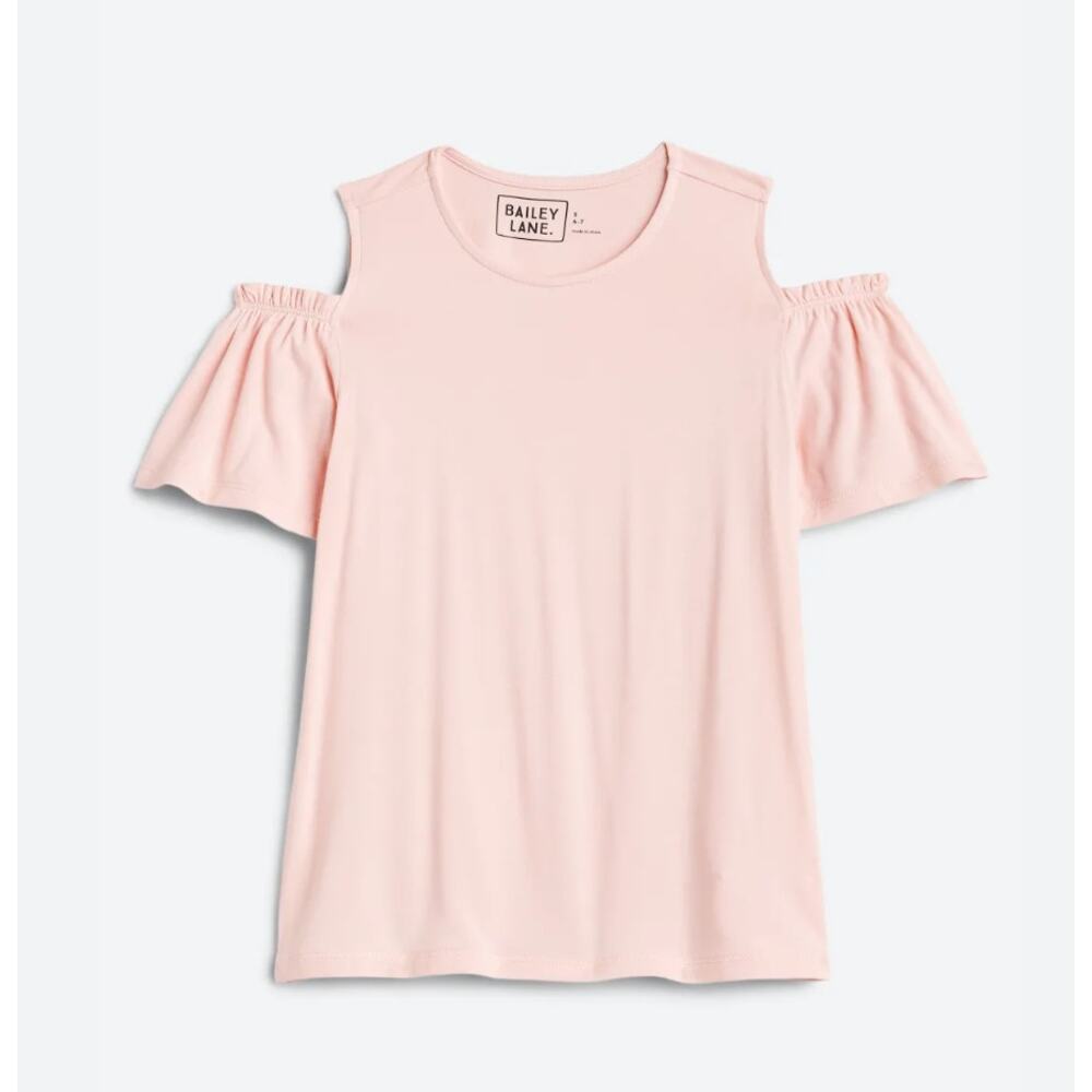 Bailey Lane Coral Cold Shoulder Ruffle Sleeve Top Girls M 8-10 NWT